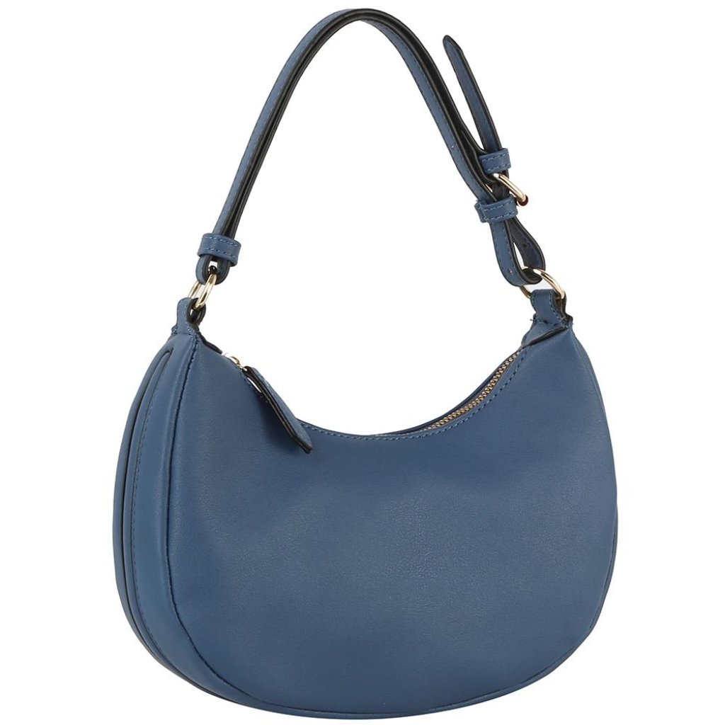 Diona J Women's Fashion Trendy Curved Round Zipper Shoulder Bag Color Blue